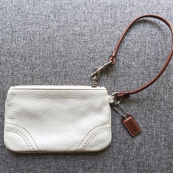 COACH White/ Off White/ Ivory Leather Wristlet - Picture 2 of 4